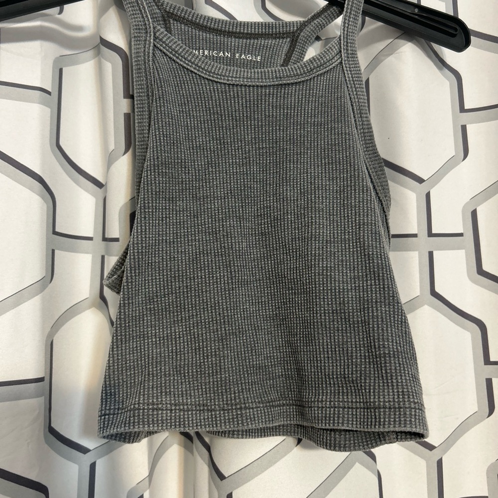 American Eagle Outfitters Charcoal Ribbed Tank Top